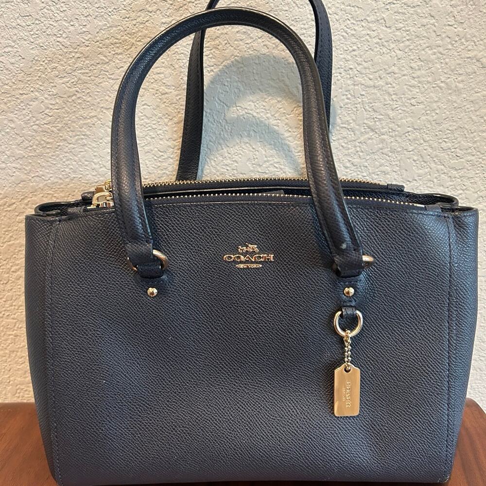Coach Stanton Carryall in Navy Leather- Coach Top Handle Crossbody Satchel